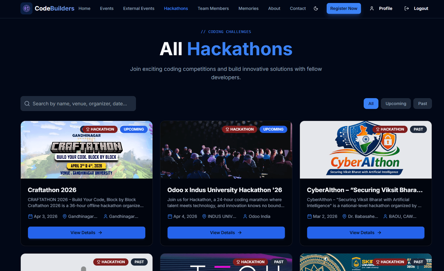 Code Builders Event Platform Screenshot 2